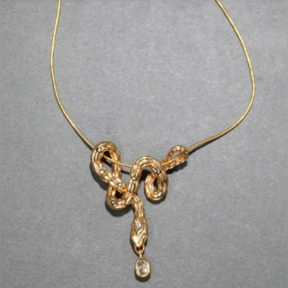 Alexis Bittar • Serpent CZ Crystal Snake Chain Gold Slide Necklace